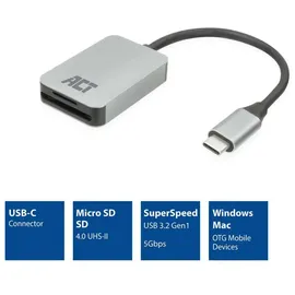 Act USB-C Kartenlesegerät für SD und Micro-SD, SD 4.0 UHS-II