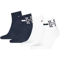 Kurzsocken TOMMY HILFIGER, Herren, Gr. 43-46, weiß, navy, Obermaterial: 70% Baumwolle, 29% Polyamid, 1% sonstige Fasern, Socken