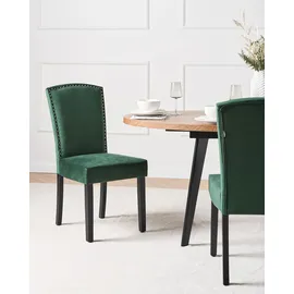 Beliani Esszimmerstuhl 2er Set PISECO Samtstoff Dunkelgrün