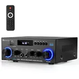 Romicta HiFi-Verstärker, Mini Bluetooth Stereo Audio Verstärker Receiver 12V/ 220V 800W 2 Kanäle Endverstärker Soundverstärker w/UKW-Radio, SD/USB-Karteneingang, für Zuhause oder Auto