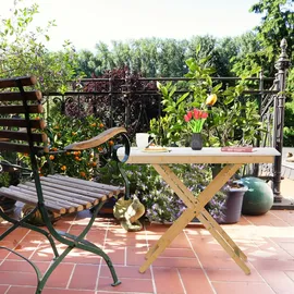 Relaxdays Klapptisch Bambus & MDF, HBT 70x105x50 cm, Esstisch in Küche, Wohnzimmer, Balkon, Natur/weiß