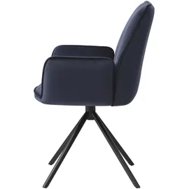 Mendler Esszimmerstuhl HWC-G67 Samt anthrazit-blau