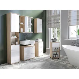 byLIVING Waschbeckenunterschrank Nebraska 60 x 59 x 31,5 cm Braun/Weiß