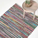 Homescapes Chindi-teppich mit bunten Streifen aus Baumwolle, 70 x 120 cm,