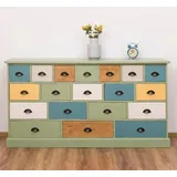 Massivholzmoebel-Becker Apothekerschrank aus Massivholz mit 19 Schubladen mehrfarbig grün