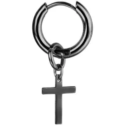 Single-Creole FIRETTI "Schmuck Geschenk Ohrschmuck einzeln Kreuz", schwarz, Ohrringe, Damen, Edelstahl, Einhänger abnehmbar