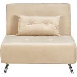 1-Sitzer Schlafsofa Samtstoff sandbeige / silber FARRIS