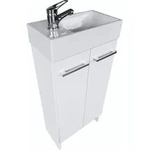 paplinskimoebel - Waschbecken mit Unterschrank 40cm Breit Malibu, Badezimmerschrank klein, Waschtisch mit Unterschrank, für Gäste WC, Waschbeckenunterschrank Weiss