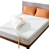 Bedsure Matratzentopper 140x200cm Gel Topper 7.5cm H2/H3 Matratzentopper Gel Memory Foam Matratzenauflage für Boxspringbett Wohnwagen Schlafsofa mit Atmungsaktive Abnehmbarem Matratzenbezug, Weiß