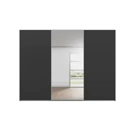 meinSchrank Schwebetürenschrank Regina 301 x 223 x 68 cm Weiß/Beige/Grau/Schwarz