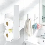 FALSKT Toilettenpapier Aufbewahrung Ohne Bohren Weiß mit 2PCS Klebehaken