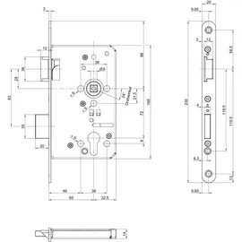 BKS GmbH Panik-FH-Einsteckschloss 1201 Fkt. D 24/65/72/9mm DINrechts