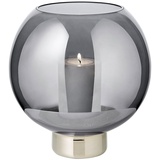 Edzard Windlicht Jack (H 21 cm, Ø 19,5 cm), dunkles Kristallglas mit Platinrand