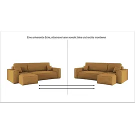 kaiser möbel Ecksofa mit schlaffunktion und bettkasten, Sofa L-form, Couch L-form BEST Dicker Cord Senffarbe Rechts - Gelb