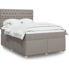 vidaXL Boxspringbett mit Matratze Taupe 140x200 cm Stoff