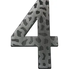 SCHÖSSWENDER Hausnummer Ziffer 4 Ziffernblatt Türnummer antik Schmiedeeisen schwarz verzinkt