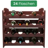 ARTECSIS Weinregal stapelbar Kunststoff für 24 Flaschen, stabiles Flaschenregal für Gastronomie und Lagerraum, erweiterbare Weinlagerung, Braun