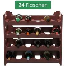 ARTECSIS Weinregal stapelbar Kunststoff für 24 Flaschen, stabiles Flaschenregal für Gastronomie und Lagerraum, erweiterbare Weinlagerung, Braun