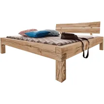 Massivmoebel24 Balkenbett Wildeiche 180x200 bianco geölt JANGALI 212