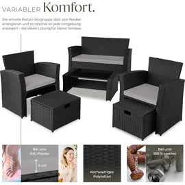 Tectake Modena Rattan Sitzgruppe 5-tlg. schwarz/grau inkl. Schutzhülle
