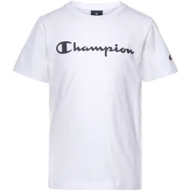 Champion T-Shirt CHAMPION, Jungen, Gr. L (152/158), schwarz-weiß (schwarz, weiß), Obermaterial: 100% Baumwolle, Rundhals, Shirts T-Shirt, Kurzarm, mit Logoschriftzug, aus Baumwolle und Polyester