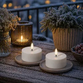 MARELIDA LED Solar Maxi Teelichter Kunststoff D: 7 cm 2er Set weiß