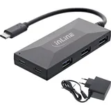 InLine InLine® USB 3.2 Gen 1 OTG Hub, USB Typ-C zu 3 Port Typ-A und 2 Port Typ-C, mit 3A Netzteil, schwarz