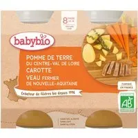 BabybioPOMME DE TERRE DU CENTRE-VAL LOIRE CAROTTE VEAU FERMIER NOUVELLE-AQUITAINE dès 8 mois Aliment 400 g