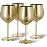Oak & Steel - 4 Edelstahl Weingläser (540ml) - Gold Matte - Robust & Unzerbrechlich - Geschenkset für Geburtstage, Hochzeiten & Weihnachten