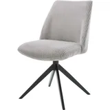 DeLife Polsterstuhl Elso-Flex, Kreuzgestell breit Schwarz Cord Silbergrau 360° drehbar Wippfunktion T grau|silberfarben 49 cm x 91 cm x 62 cm