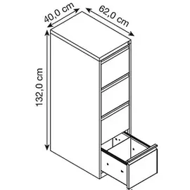 Gürkan Hängeregistraturschrank reinweiß 4 Schubladen 40,0 x 62,0 x 132,0 cm