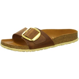 Birkenstock Madrid Big Buckle Nubukleder geölt schmal cognac 38