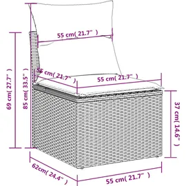 vidaXL 5-tlg. Garten-Sofagarnitur mit Kissen Braun Poly Rattan