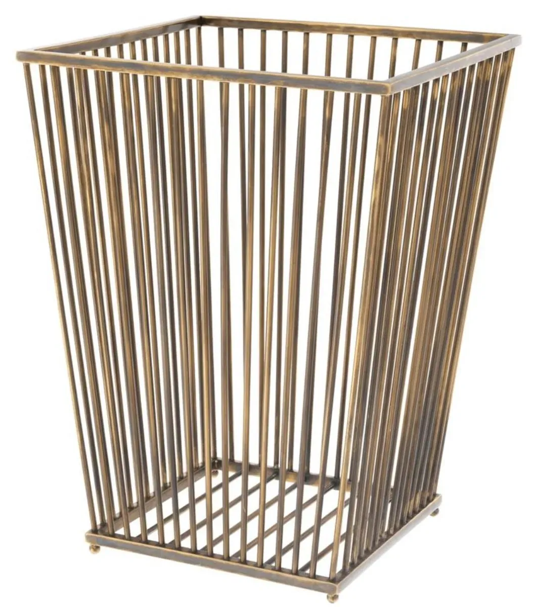 Casa Padrino Luxus Edelstahl Wäschekorb Vintage Messingfarben 30 x 30 x H. 40,5 cm - Luxus Kollektion