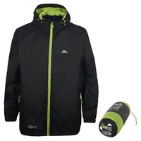 Trespass Qikpac Jacket Kompakt Zusammenrollbare Wasserdichte Regenjacke, Schwarz S