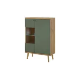 Höffner Vitrine - holzfarben , Maße cm B: 90 H: 134