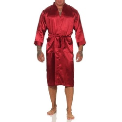 EloModa Morgenmantel Herren Morgenmantel Robe Bathrobe Bademantel Satin, wadenlang, Polyester rot