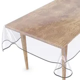 ANRO Tischdecke Transparent abwaschbar Durchsichtig Folie mit Saum in Grau Glasklar Tischfolie Tischschutz PVC Schutzdecke wasserabweisend 100x140cm 0,5mm