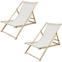 ECD Germany 2er Set Liegestuhl Beige, Holz, 52x83x117 cm,