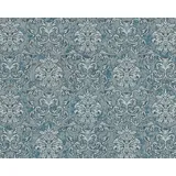 EDEM Barock Tapete Ornament glitzernd 1,06 m x 10,05 m 10,65 m2 Türkis/ Silber/ Petrol 6001-95