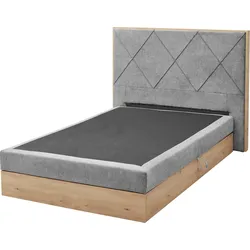 Boxspringbett ED EXCITING DESIGN "Bellevue", grau (dunkelgrau uran 03 dunkelgrau), B:134cm L:213cm, Komplettbetten, inkl. Bettkasten, wahlweise mit Matratze und Topper