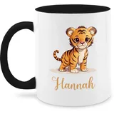 Tasse Tassen 325ml - Tiger mit Namen - Zootiere Tiermotiv - 325 ml - Schwarz - personalisieren personalisierte tigermotiv name tiger, geschenke und motiv