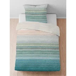 Bettwäsche BIBERNA Gr. 1, blau (aqua), B/L: 135cm x 200cm, Seersucker, B/L: 80cm x 80cm, Seersucker, 100% Baumwolle, Bettwäsche