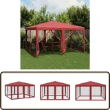 Partyzelt Mit 8 Mesh-seitenteilen Rot 4x4 M Hdpe - Vidaxl