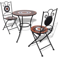 GuyAna 3-TLG. Bistro-Set Keramikfliese Terrakotta/Weiß Outdoor Bistro Set Gartenstuhl Mit Tisch