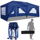 COBIZI Faltpavillon 3x6 Pavillon wasserdicht, Pop Up Zelt Pavillon 3 x 6m mit 6 Seitenteilen mit UV-Schutz, Faltbarer Pavillion Zelt 3x6 für Markt, Freien Event, Garten, Blau