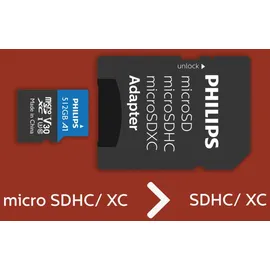 Philips MicroSDXC Card 512GB Class 10 UHS-I U3 incl. Adapter