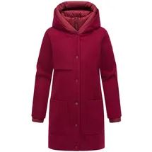 Navahoo Damen Mantel lange Übergangsjacke Kurzmantel in Wolloptik mit abnehmbarem Stepp-Einsatz Flauschwunder 14 Bordeaux Gr. XL - XL