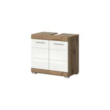 Waschbeckenunterschrank WALDSEE  Breite 60cm  2 Tür  2 Fächer  mit Siphonausschnitt  MDF-Front  in verschiedenen Farben erhältlich  Badmöbel  Badschrank  Kommode  Bad  Waldsee , holzfarben , Maße (cm): B: 60 H: 56