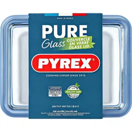 Pyrex Pure Glass, rechteckiger, luftdichter Behälter mit Deckel, 22 x 17 x 8 cm, 1,5 l, transparent, 5424005